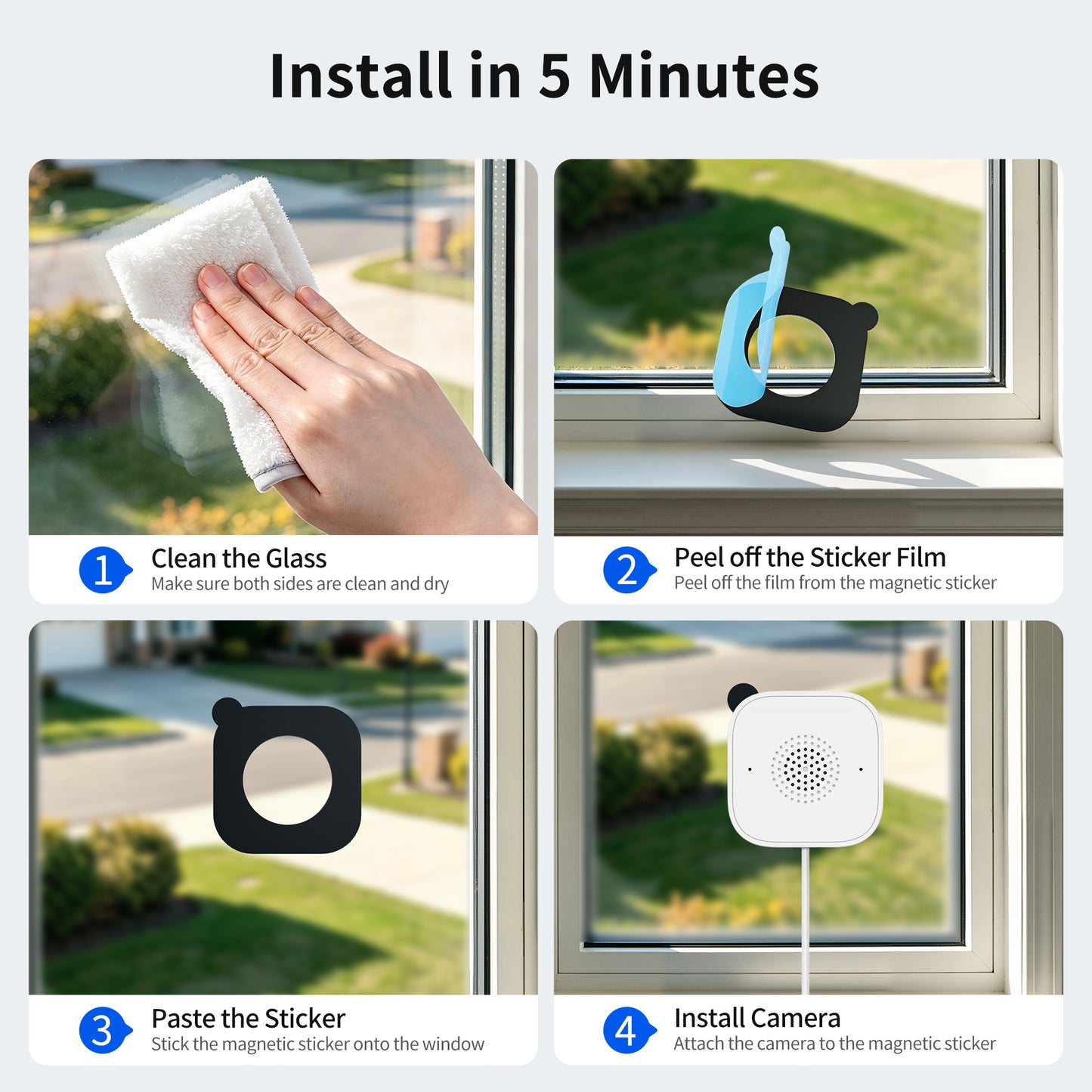 W7 2K No-Drill Window Security Camera - 2 Pack | Kamoviz